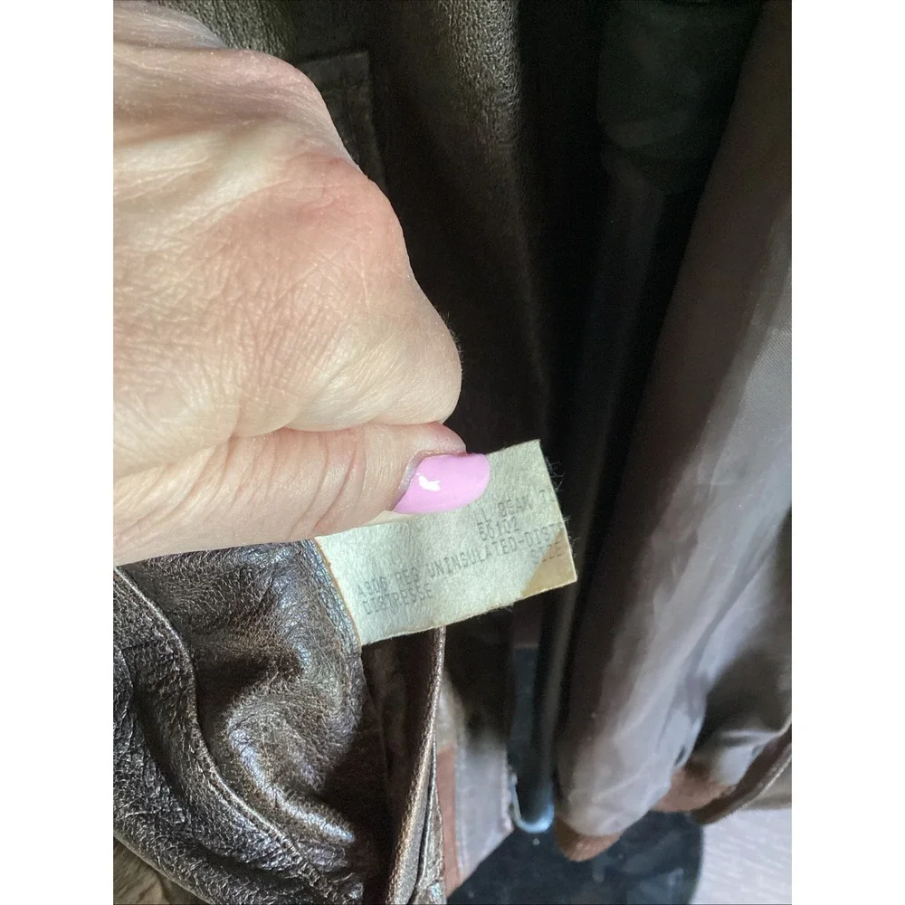 LL‎ Bean Vintage Leather Flight Jacket Brown A-2 Bomber Made in USA Size 42
